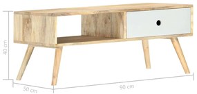 Mesa de centro 90x50x40 cm madeira de mangueira maciça