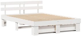 Estrutura da Cama Branco 140 x 200 cm Madeira de Pinheiro