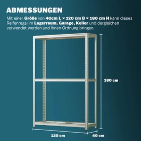 Estante para pneus galvanizada 180 x 120 x 40 cm Prateado