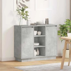 vidaXL Buffet com LED Cinza Concreto 90x32x75 cm Madeira engenheirada