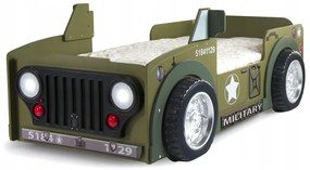 Cama para criança, Carro Jeep Todo o Terreno Com Luzes LED, Oferta colchão e estrado ‎207 x 116 x 76 cm Verde