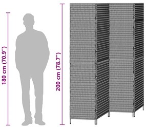Divisória de Ambiente 4 Painéis Dobrável Bege 196x200 cm Rattan Sintét