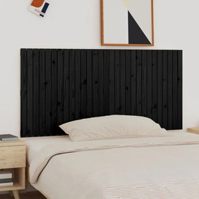 Cabeceira de parede 185x3x90 cm madeira de pinho maciça preto