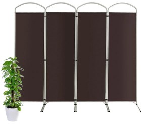 Biombo dobrável 221 x 51 x 188 cm de 4 painéis divisória de espaços com tela de tecido para varanda, escritório, sala de estar Castanho