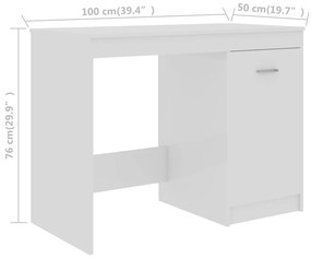 Secretária 100x50x76 cm derivados de madeira branco brilhante