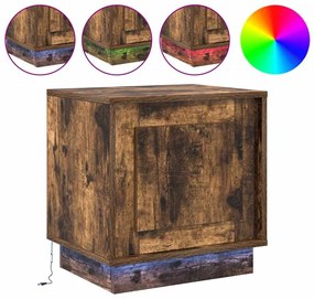 Criado-mudo com Luzes LED Carvalho Fumê 44x34,5x45 cm