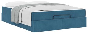 vidaXL Estrutura de cama com colchão com colchão 2 pcs Azul Veludo