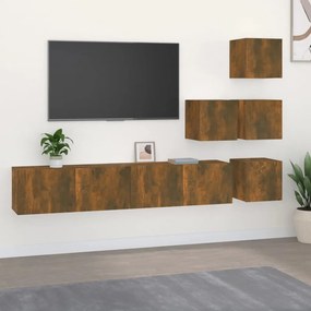 Móvel p/ TV de parede madeira processada cor carvalho fumado