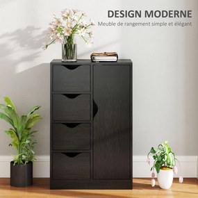 Móvel de arrumação 54 x 29 x 83 cm tipo aparador com 1 armário e 4 gavetas, em madeira, para sala de estar, cozinha, hall de entrada, sala de jantar,