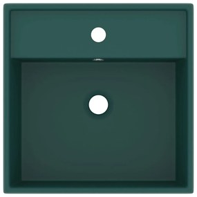 Lavatório luxuoso quadrado 41x41 cm cerâmica verde-escuro mate
