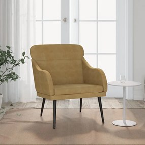 Cadeira com apoio de braços 63x76x80 cm veludo castanho