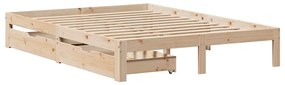 Estrutura de cama c/ gavetas 140x190 cm madeira de pinho maciça