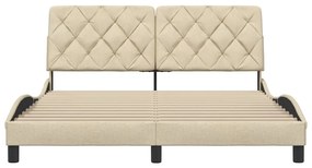 Estrutura de cama sem colchão 160x200 cm tecido cor creme