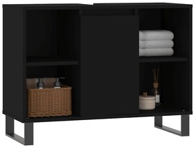 Armário de casa de banho 80x33x60 cm derivados de madeira preto