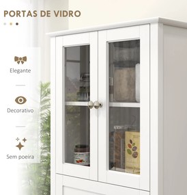 HOMCOM Armário de Cozinha Móvel Auxiliar de Cozinha com 2 Portas de Vi