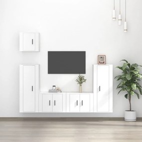 vidaXL Conjunto móveis de TV 5 pcs madeira processada branco
