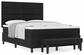 Cama Box com Colchão e Banco Preto 160x200 cm Tecido