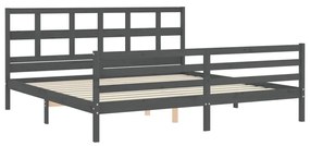 Estrutura de cama com cabeceira 200x200 cm madeira maciça cinza