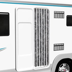 vidaXL Cortina anti-insetos 56x200 cm chenille verde e branco