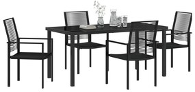 Conjunto de Jantar Jardim 5 Peças Preto Rattan PVC