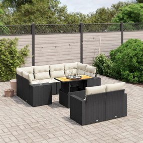 vidaXL 11 pcs conjunto sofás de jardim c/ almofadões vime PE preto