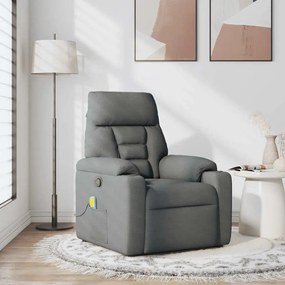 Poltrona de massagens reclinável tecido cinzento-escuro