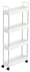 Carro de arrumação estreito com 4 prateleiras para cozinha | SONGMICS | 40 x 13 x 93 cm | branco | KSC018W01.
