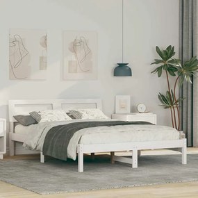 Estrutura da Cama com luzes de tira LED com cabeceira Branco 140 x 190
