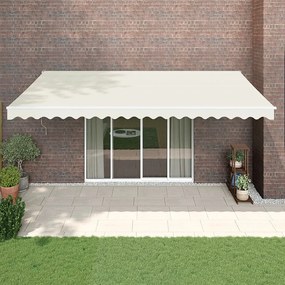 vidaXL Toldo retrátil automático 5x3 m cor creme