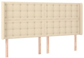 Cabeceira cama c/ luzes LED tecido 163x16x118/128 cm cor creme