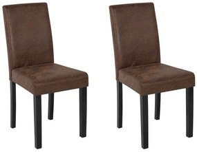 Conjunto de 2 cadeiras de jantar em pele sintética castanha dourada BROADWAY Beliani