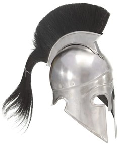 Capacete de soldado grego réplica LARP aço prateado