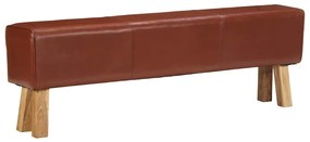 vidaXL Boque de ginásio 160 cm couro genuíno castanho/acácia maciça
