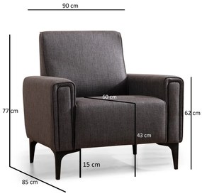 Sofá de 1 Lugar Horizon – Cinzento Escuro – 90x85x77 cm