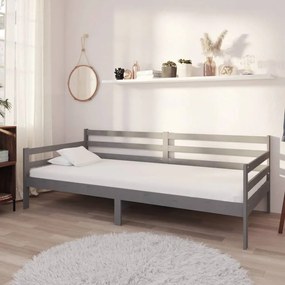 Sofá-cama com colchão 90x200 cm pinho maciço cinzento
