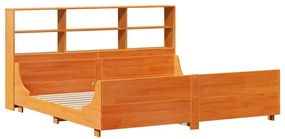 Cama sem colchão 200x200 cm madeira maciça castanho-mel