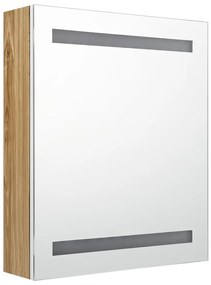 Armário espelhado casa de banho LED 50x14x60 cm branco/carvalho