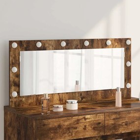vidaXL Espelho de Maquilhagem com Luzes LED Carvalho Fumado 100x45x18 cm