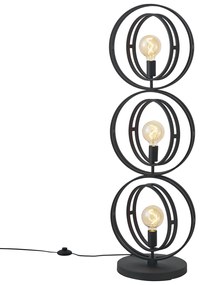 Candeeiro de pé moderno preto 3 luzes - Indu