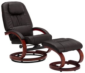 Cadeira reclinável c/ apoio de pés couro artificial castanho - 248062
