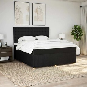 vidaXL Cama com molas/colchão 180x200 cm tecido preto