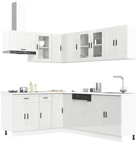 vidaXL 11 peças armário de cozinha conjunto Porto brilho branco