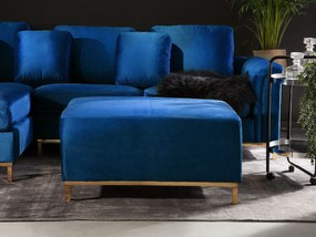 Sofá de canto e repousa-pés em veludo azul escuro  à direita OSLO Beliani