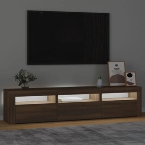 Móvel de TV com luzes LED 180x35x40 cm Carvalho Marrom