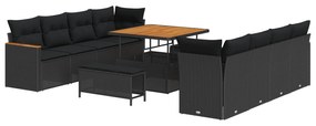 vidaXL Conjunto de Sofá de Jardim 11 pcs Preto vime PE