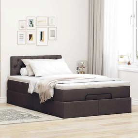 Cama otomana com colchão 120x200 cm tecido castanho escuro