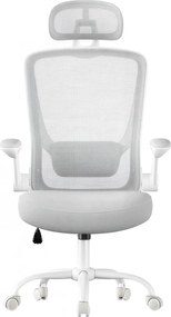 Cadeira de escritório ergonómica, giratória com função basculante em malha cinzenta