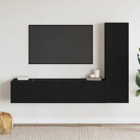 vidaXL Conjunto de móvel de TV Montado na parede 4 pcs Carvalho Preto