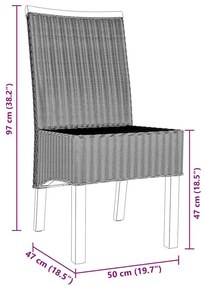 Cadeiras de jantar 2 pcs vime genuíno castanho