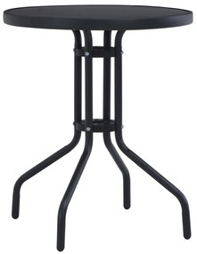 Mesa de jardim 60 cm aço e vidro preto